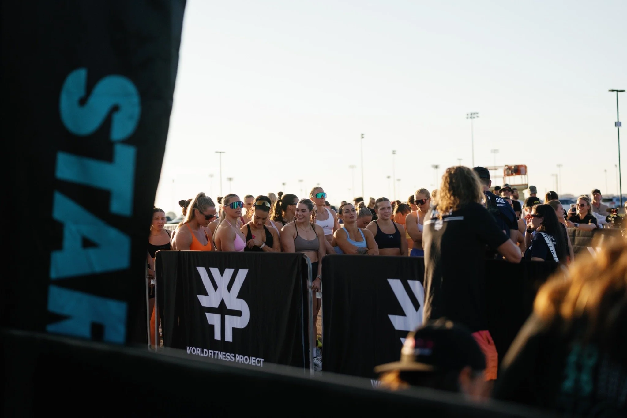 Fitness event participants gathered at the start