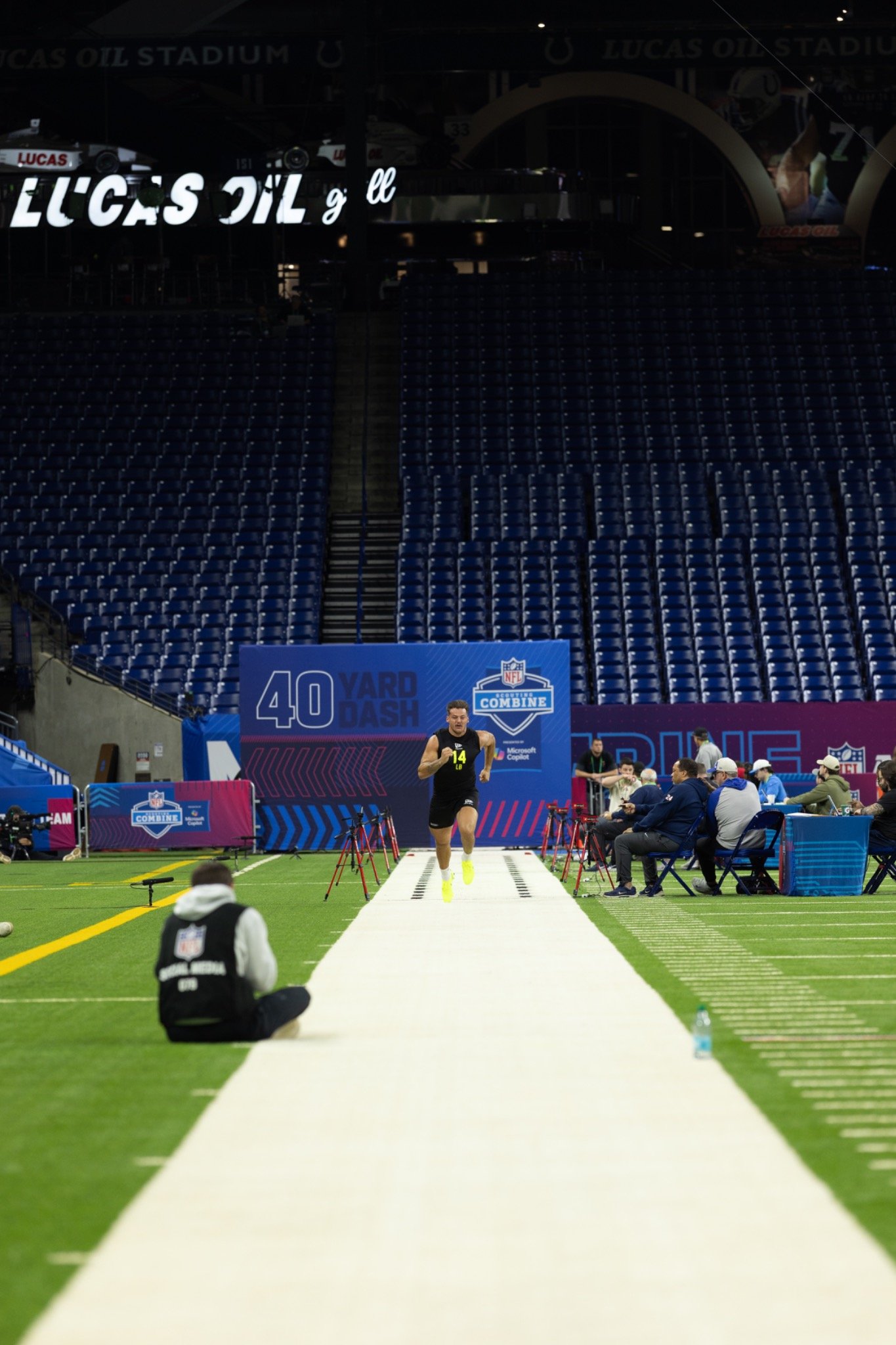 Athlete on the stadium combine track