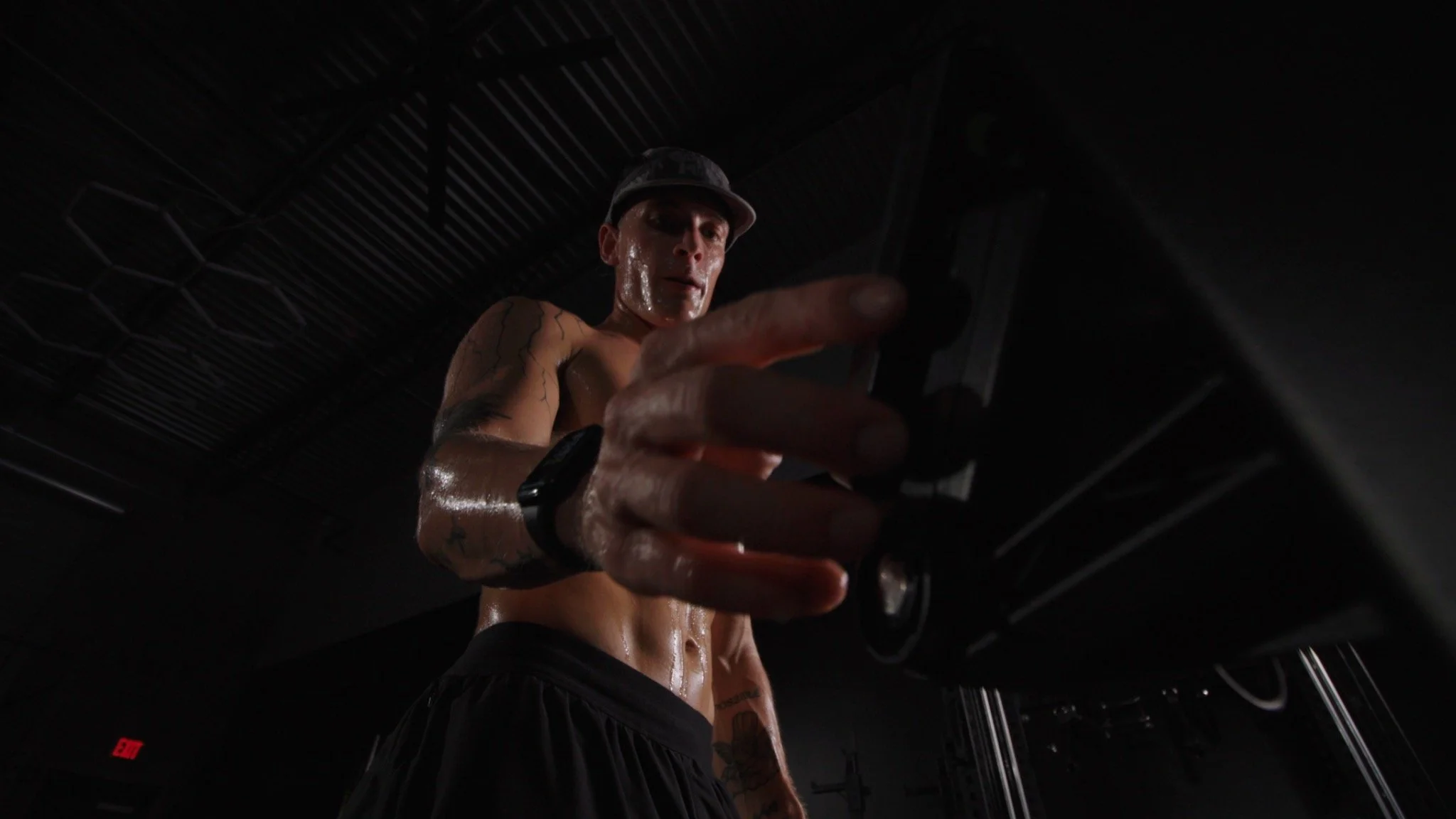 Close-up of an athlete during an intense training session
