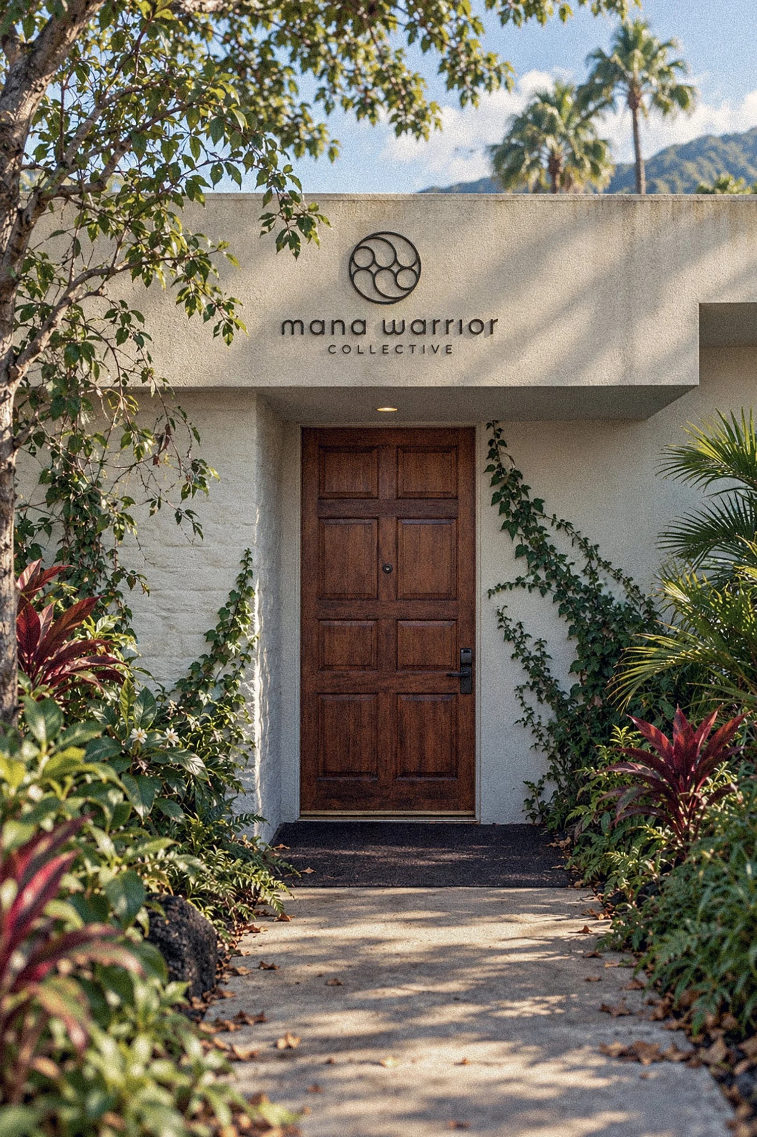 Mana Warrior Collective entrance signage, designed by Carolina Marques