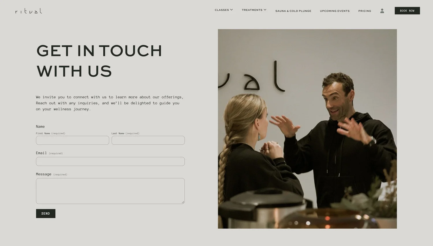 Ritual Urban Retreat contact, designed by Carolina Marques