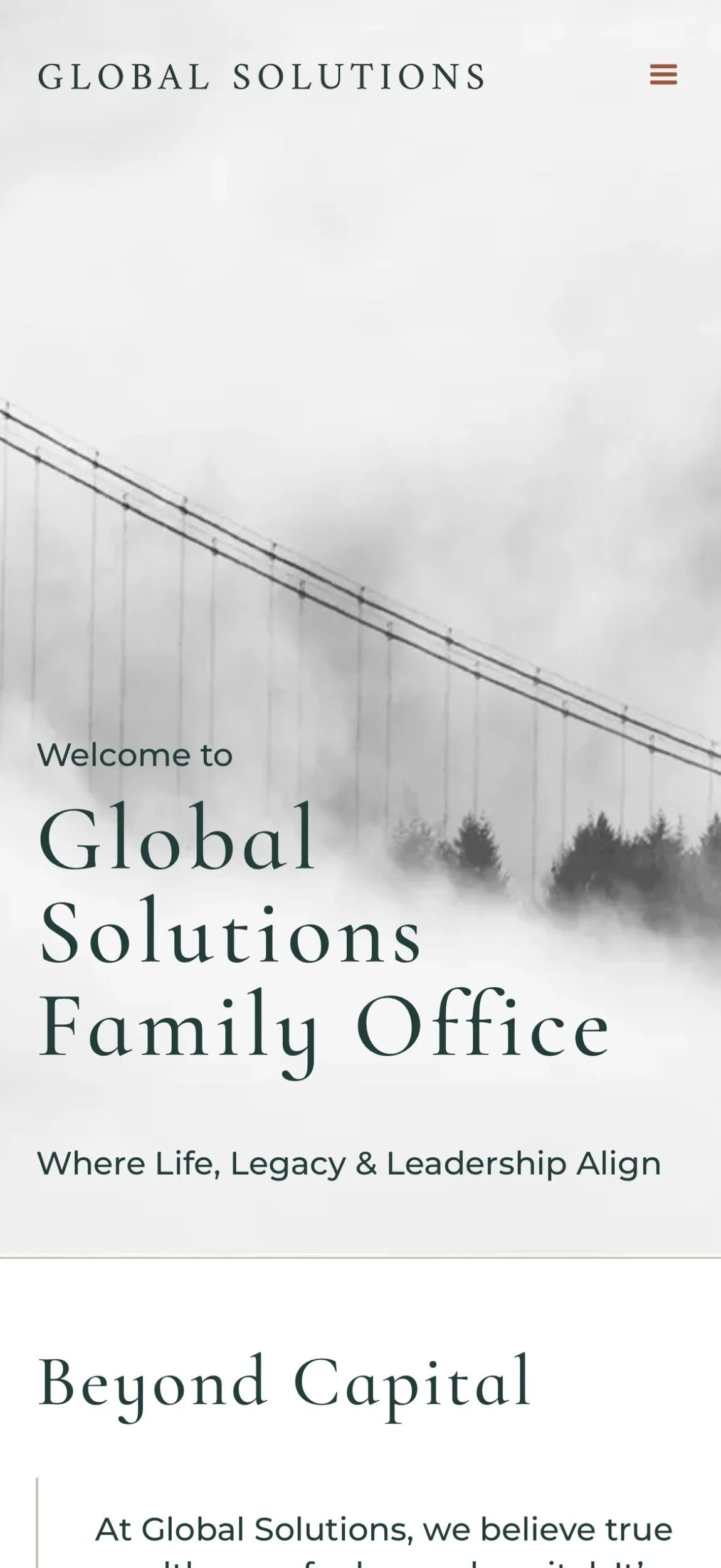 Global Solutions website mobile home, designed by Carolina Marques