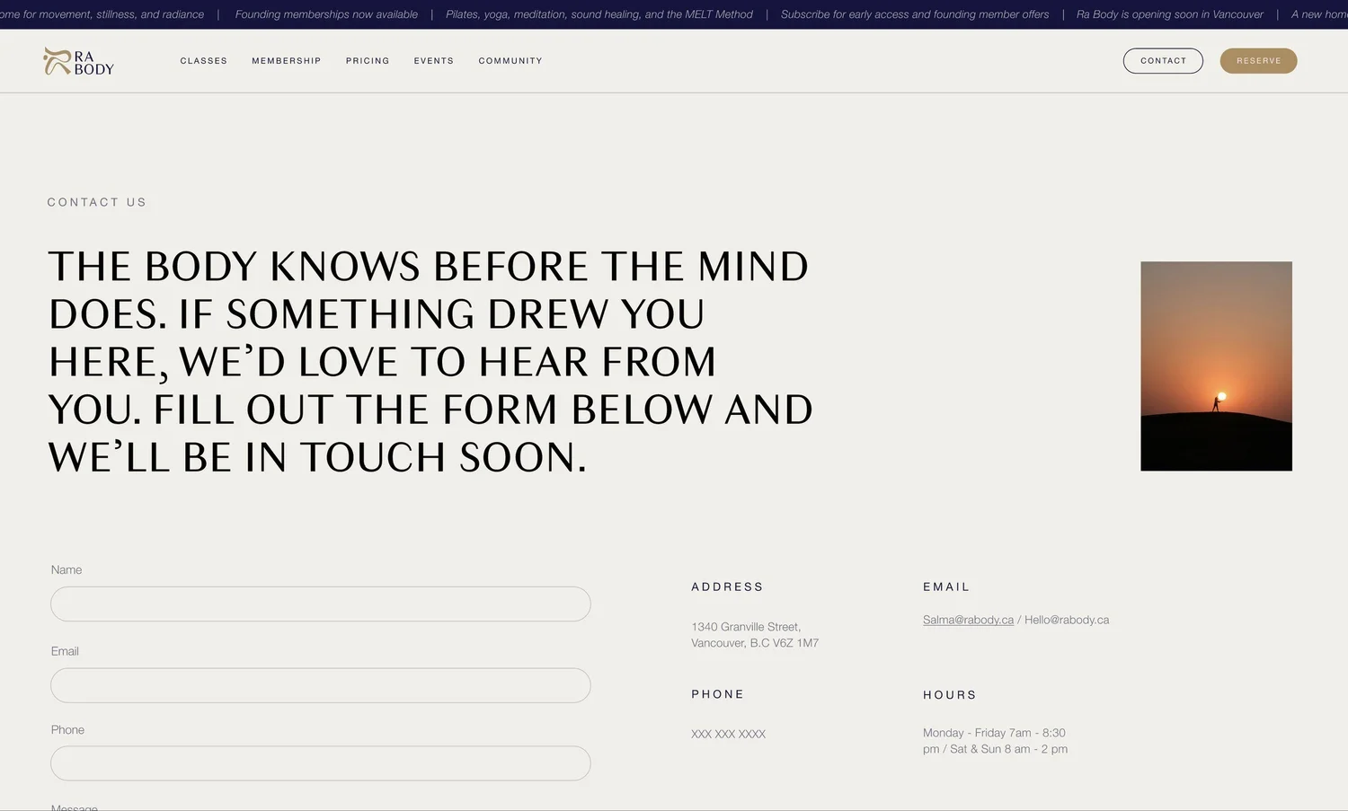 Ra Body contact, designed by Carolina Marques