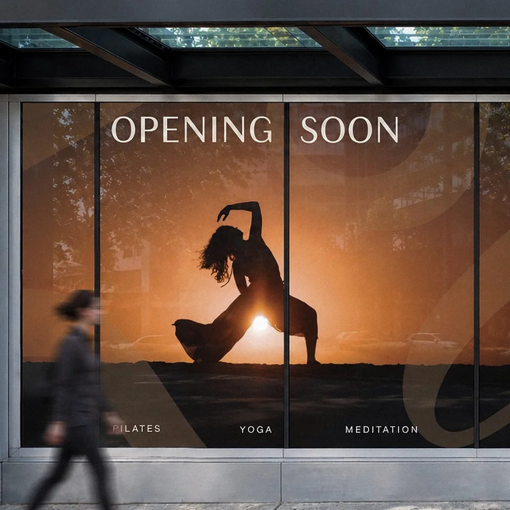 Ra Body storefront with opening soon signage, designed by Carolina Marques