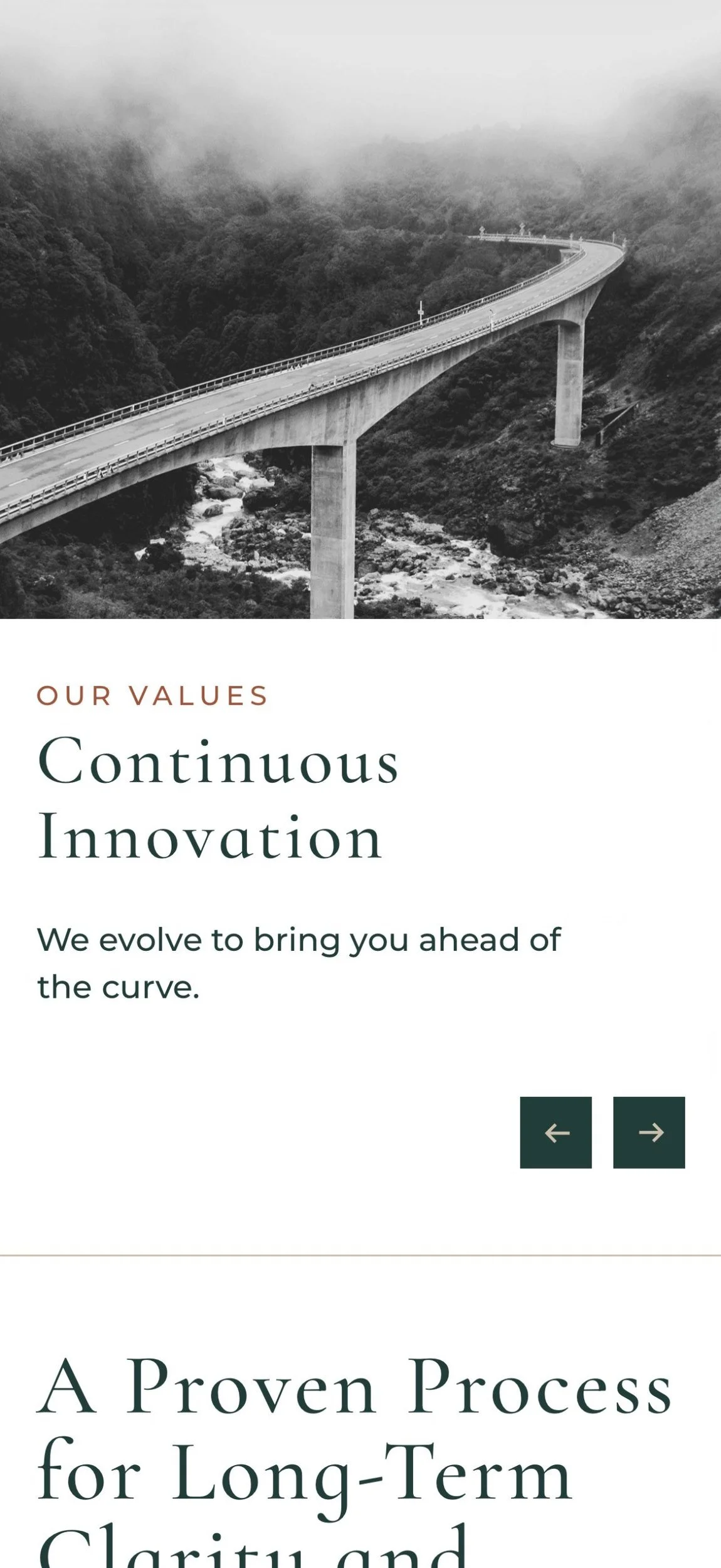 Global Solutions website mobile values, designed by Carolina Marques