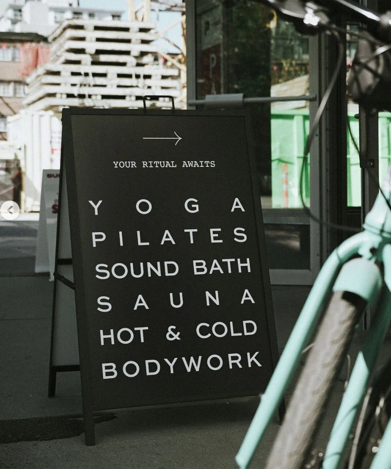 Ritual Urban Retreat A-frame sign, designed by Carolina Marques