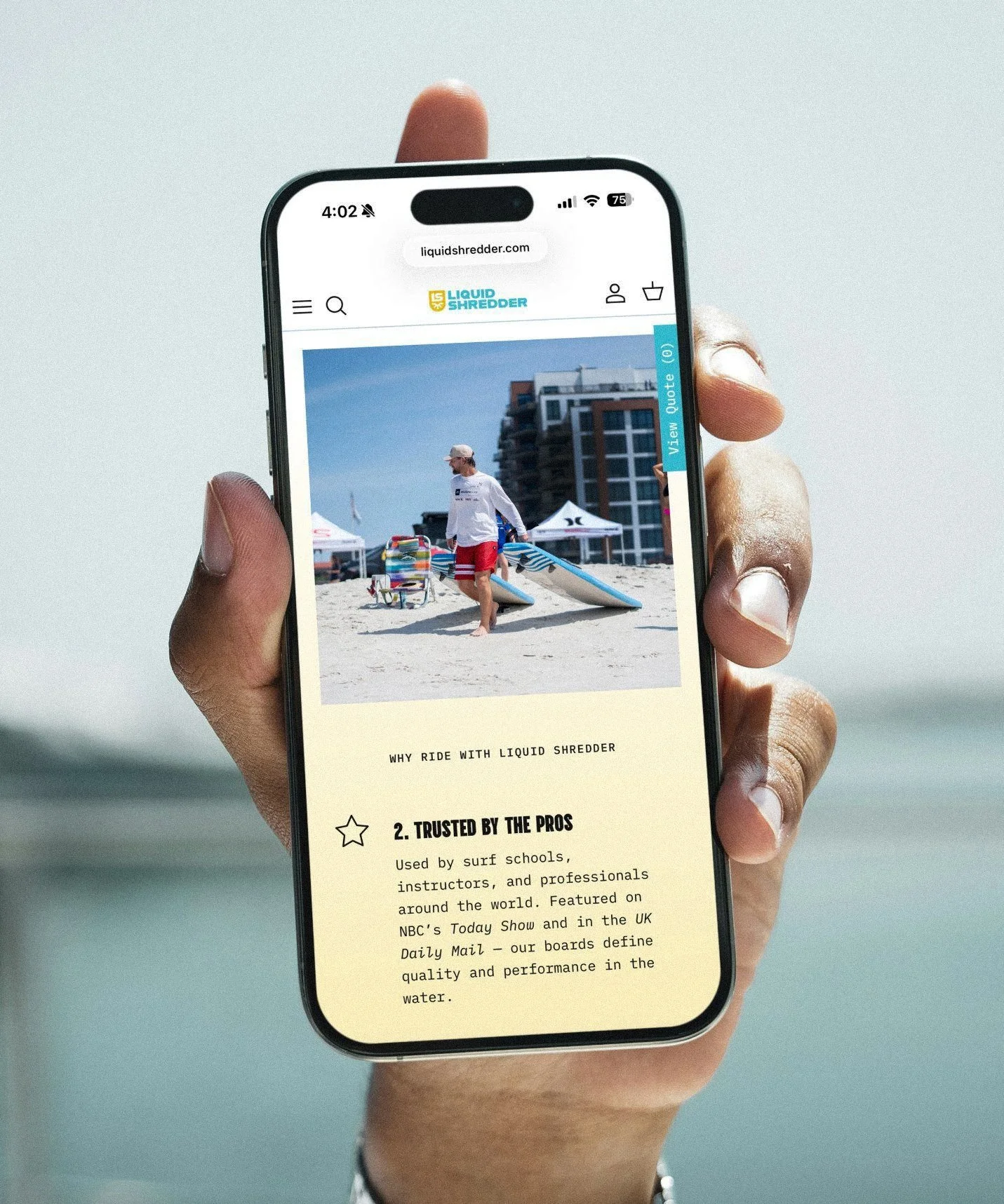 Liquid Shredder mobile website, designed by Carolina Marques