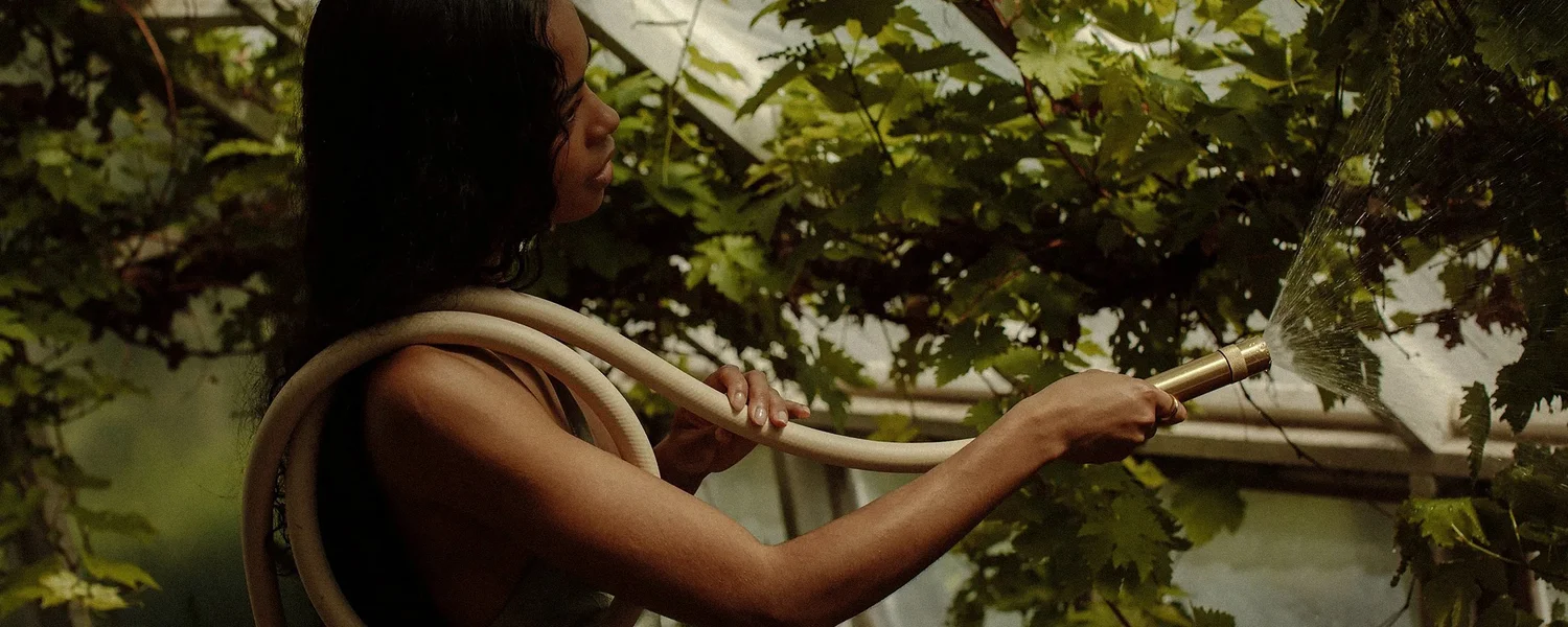 Goodland garden hose in the greenhouse, designed by Carolina Marques