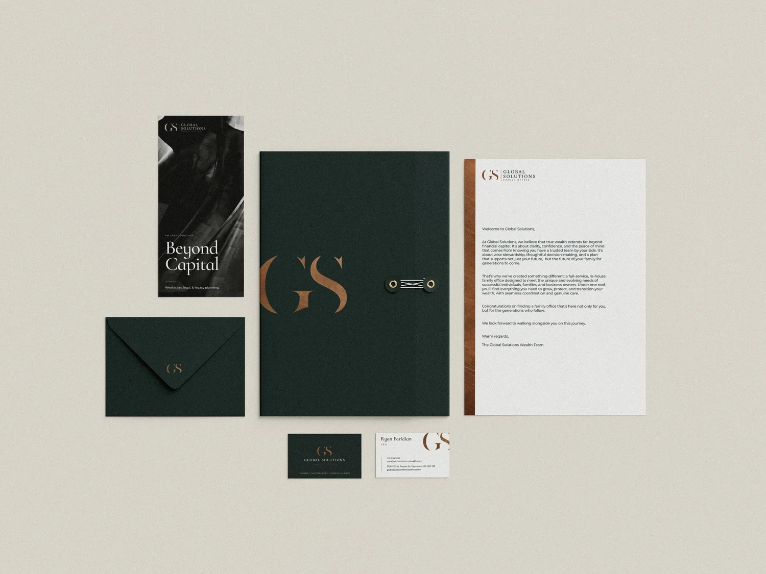 Global Solutions stationery suite, designed by Carolina Marques