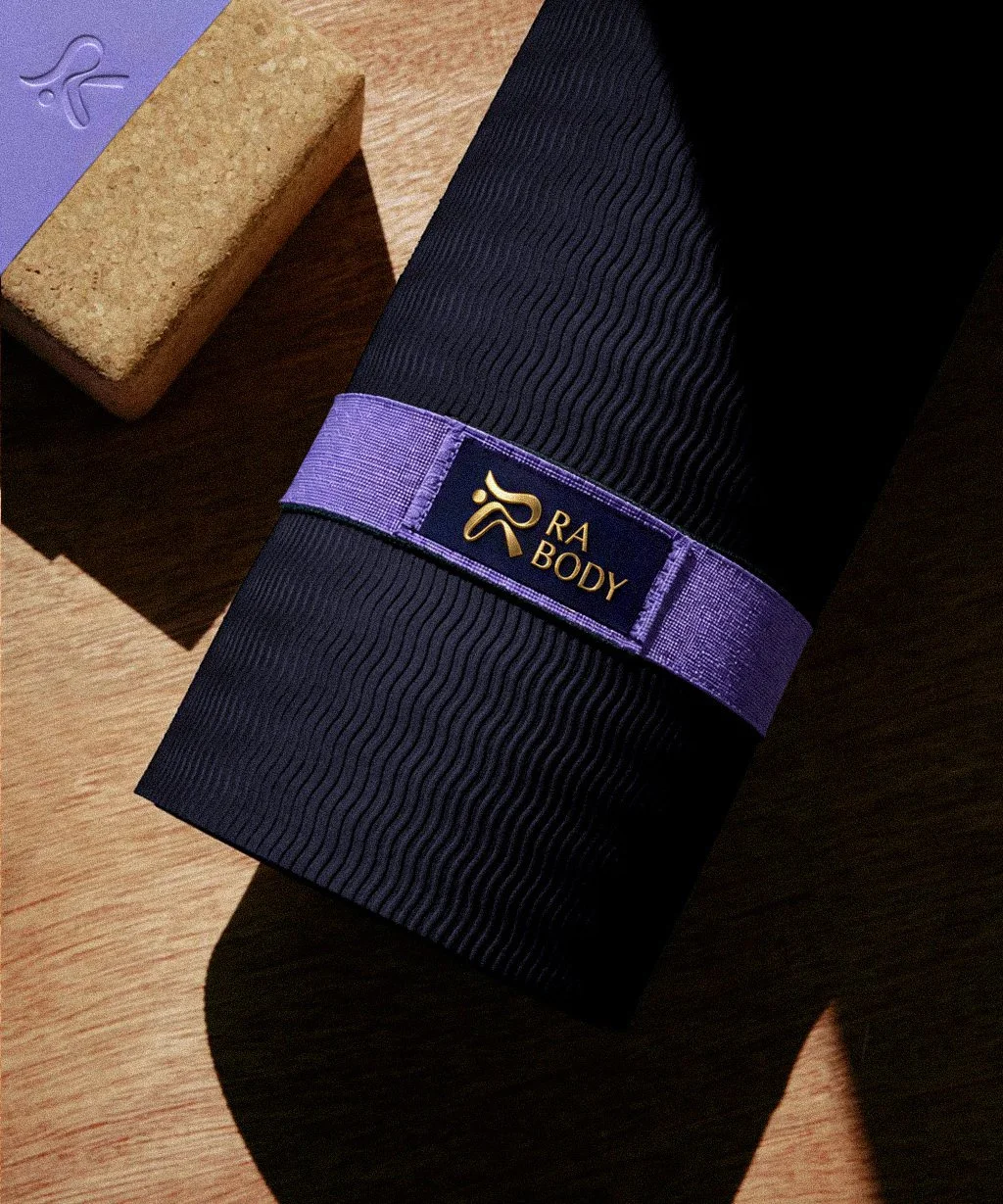 Ra Body yoga mat and block, designed by Carolina Marques