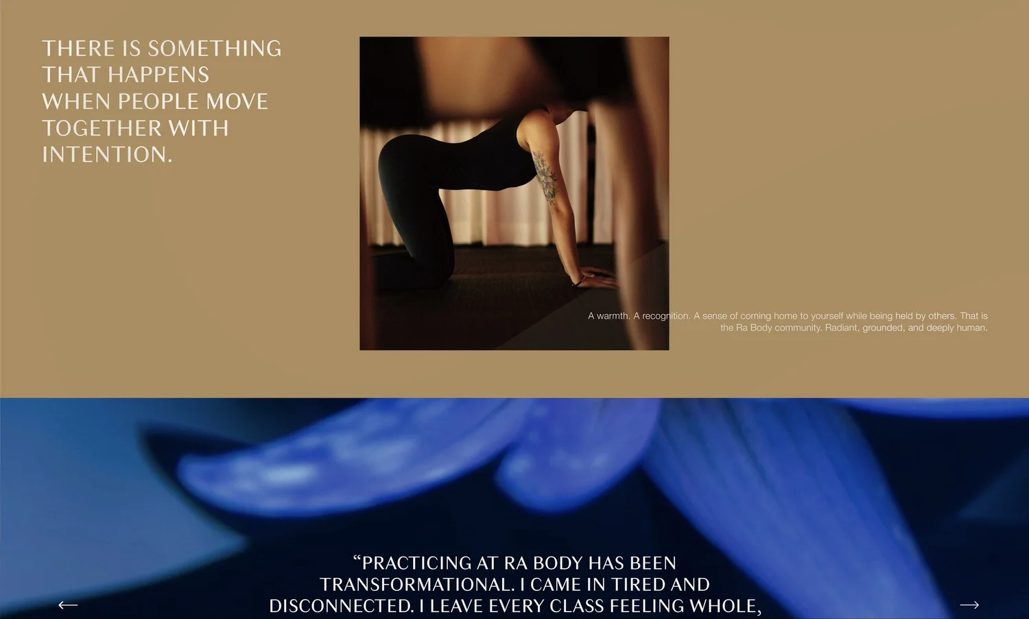 Ra Body home community and testimonial, designed by Carolina Marques