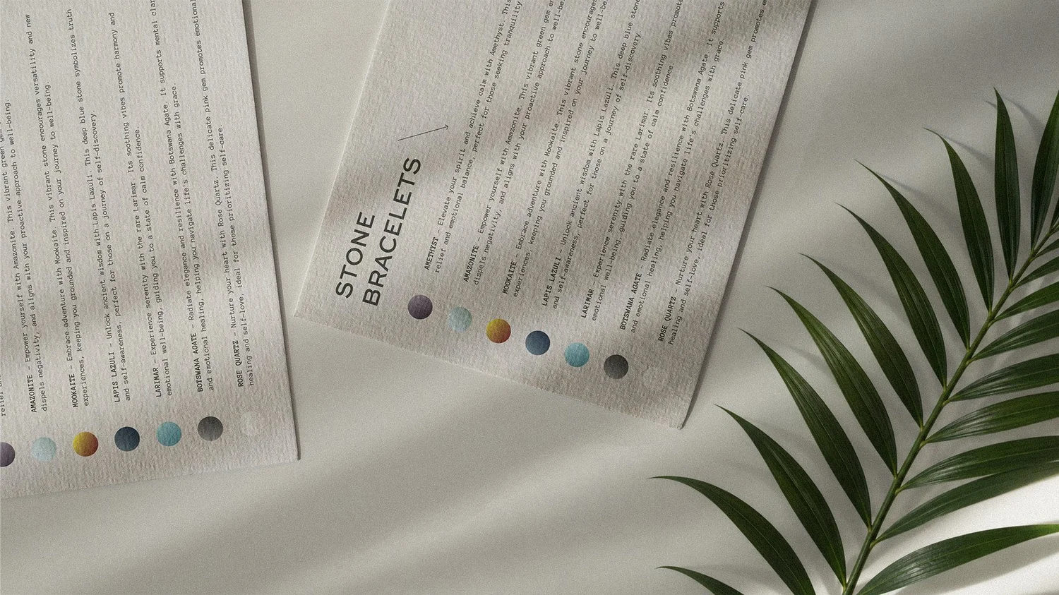 Ritual Urban Retreat stone bracelets cards, designed by Carolina Marques