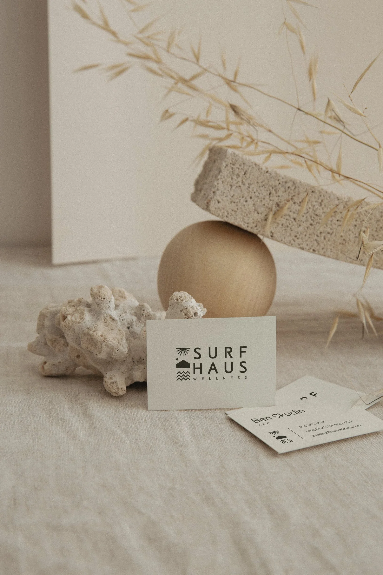 Surf Haus Wellness business cards, designed by Carolina Marques