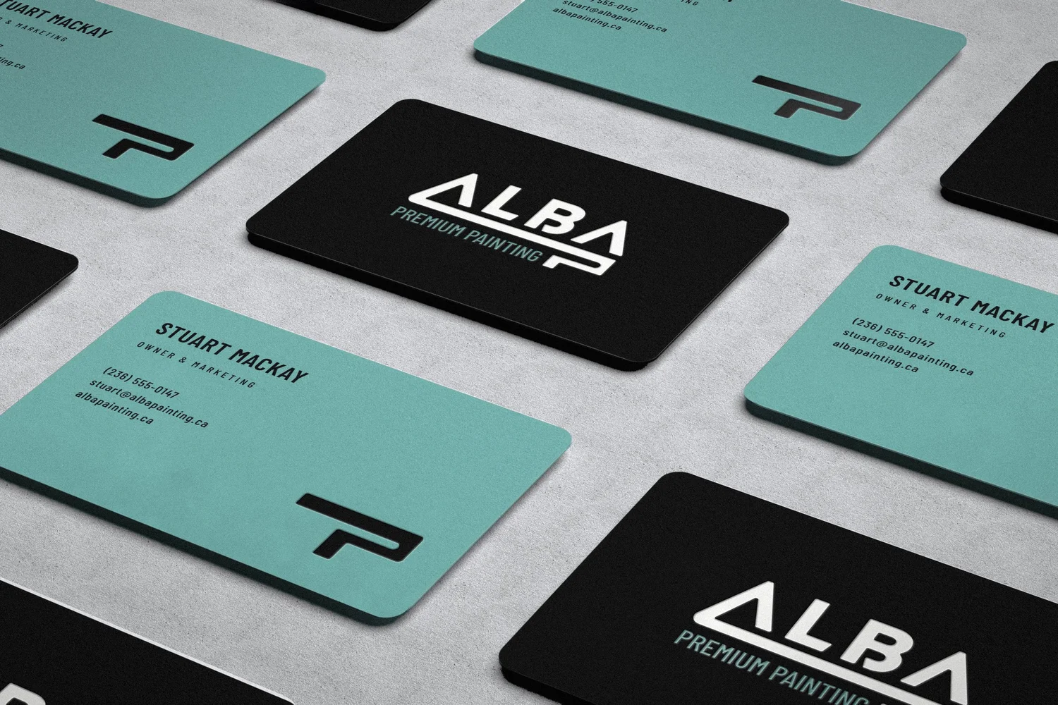 Alba Premium Painting business cards, designed by Carolina Marques