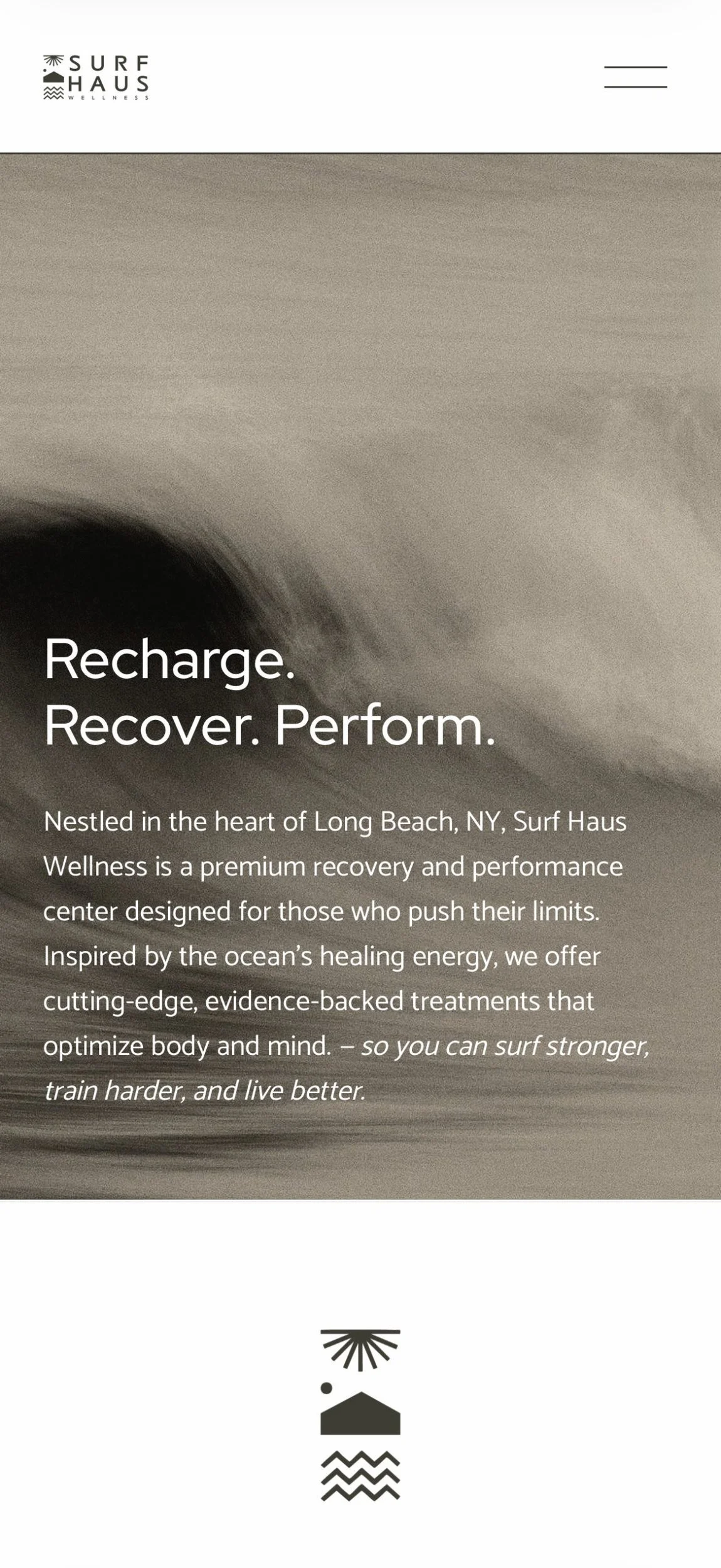 Surf Haus Wellness website mobile home, designed by Carolina Marques