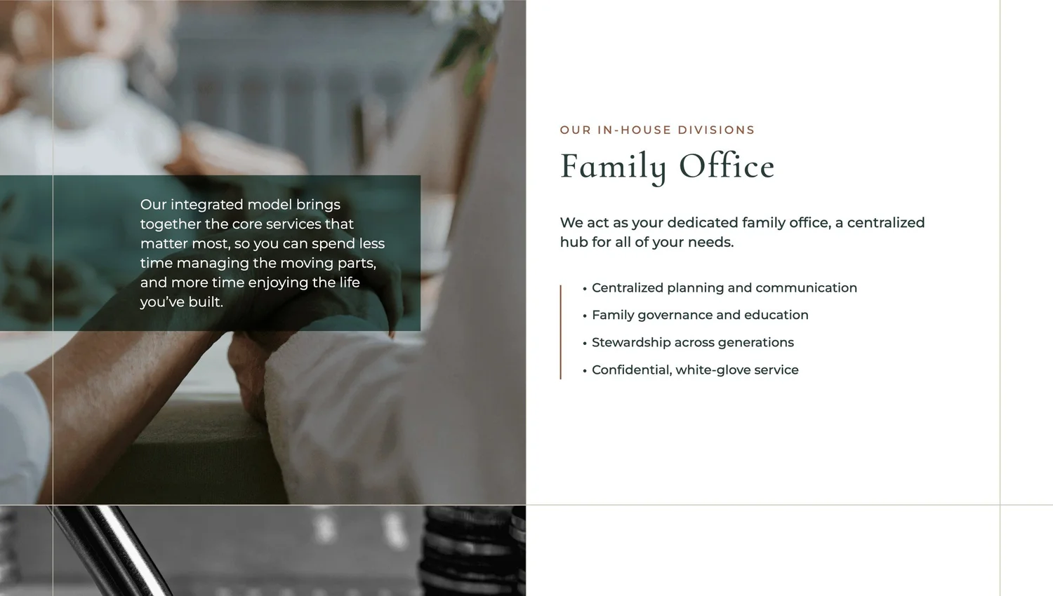 Global Solutions home family office division, designed by Carolina Marques