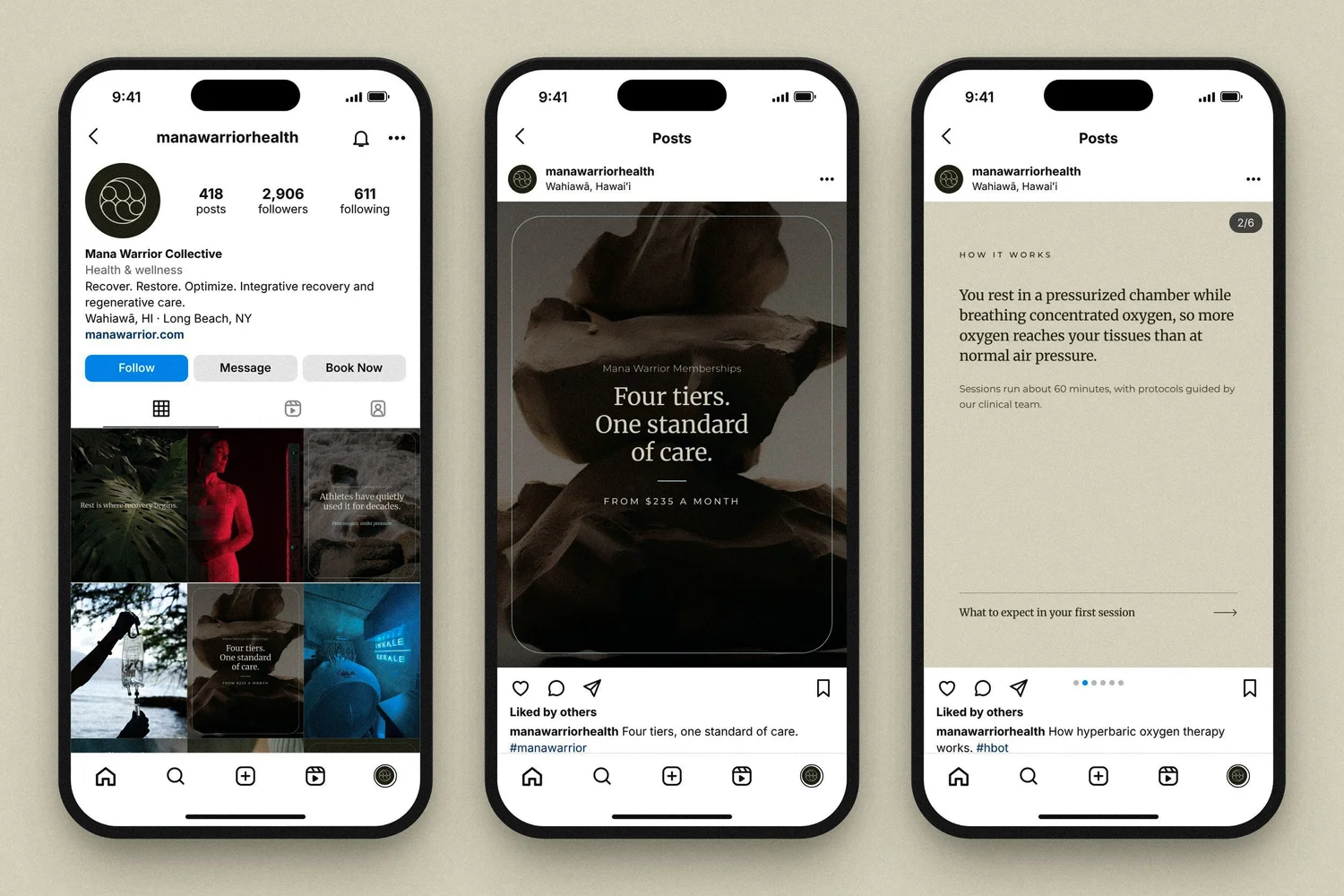 Mana Warrior Collective instagram, designed by Carolina Marques