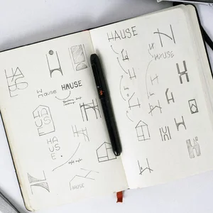 Hause logo sketches, brand strategy and identity by Carolina Marques