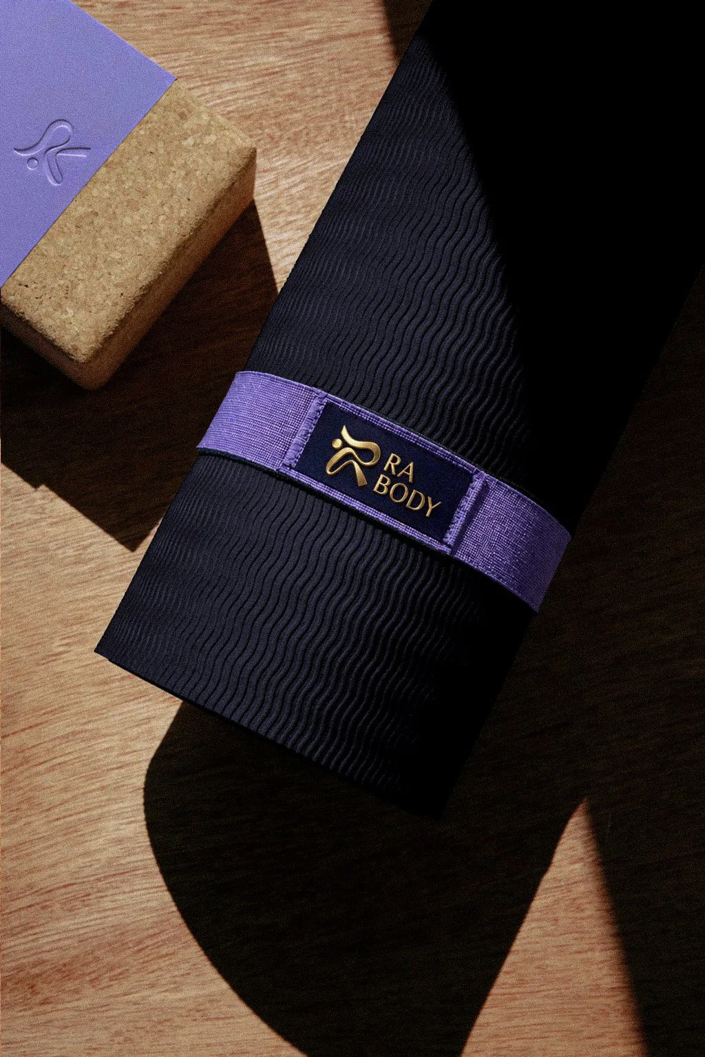 Ra Body yoga mat strap and block, designed by Carolina Marques