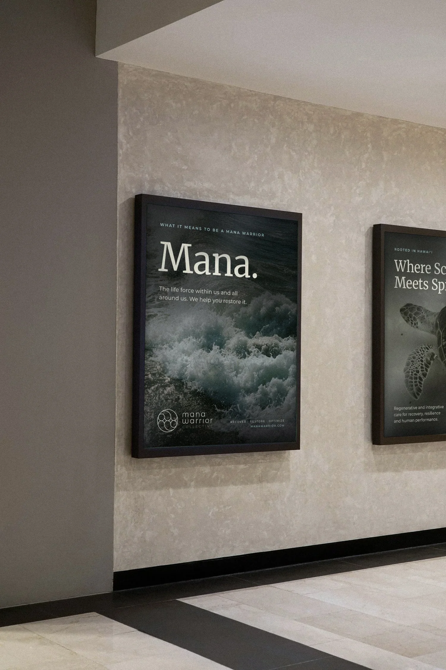 Mana Warrior Collective lightbox posters, designed by Carolina Marques