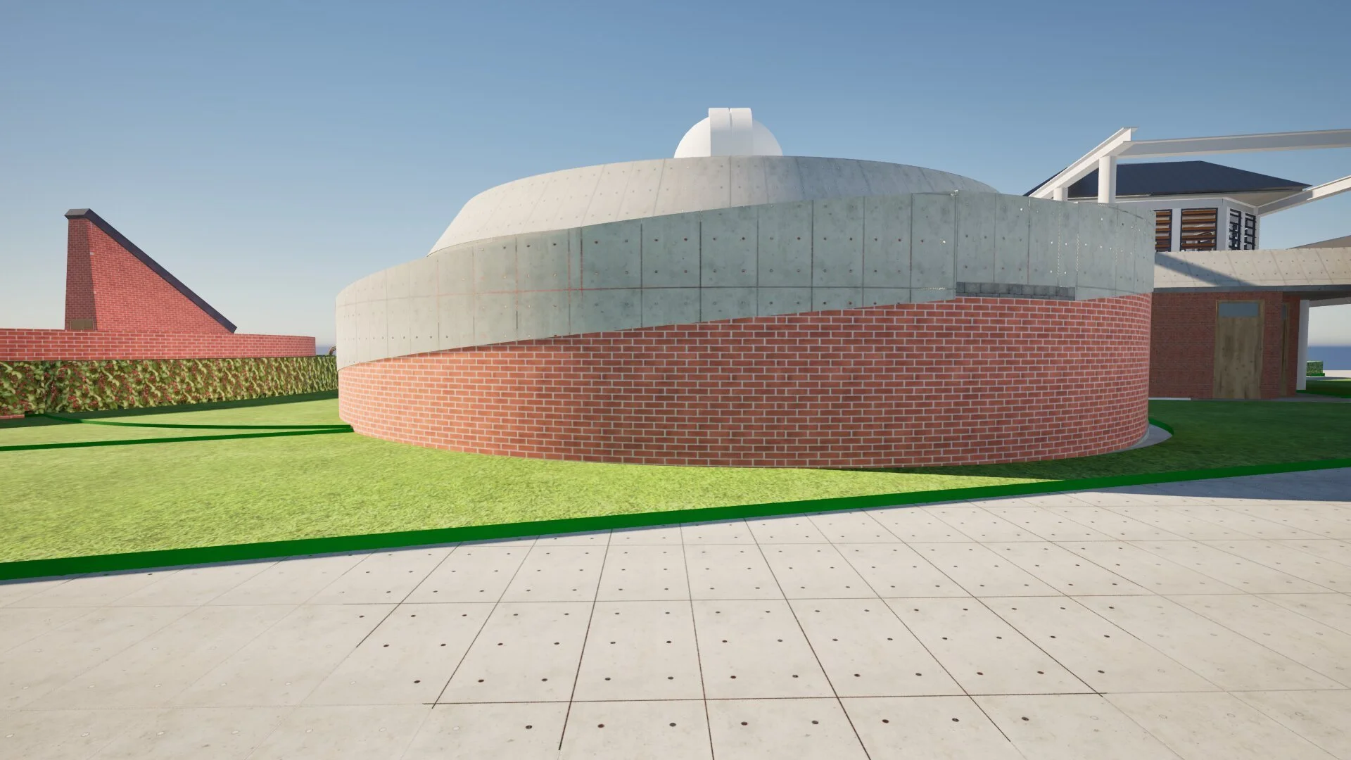 The brick drum that holds the planetarium