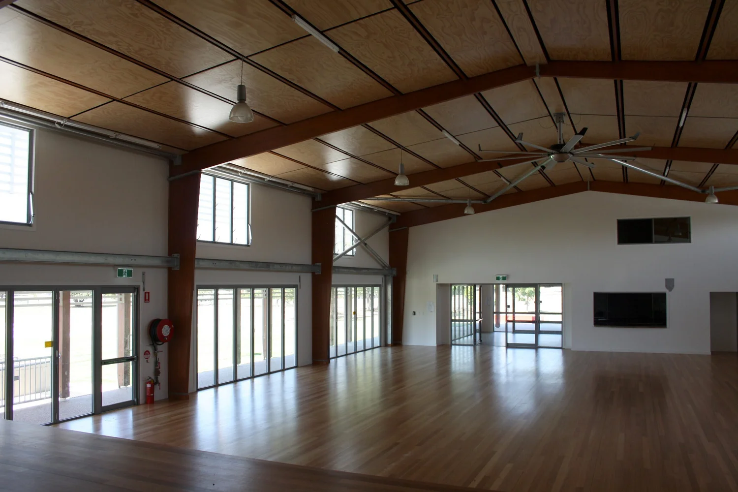 The hall with its doors opening to the verandahs on both sides