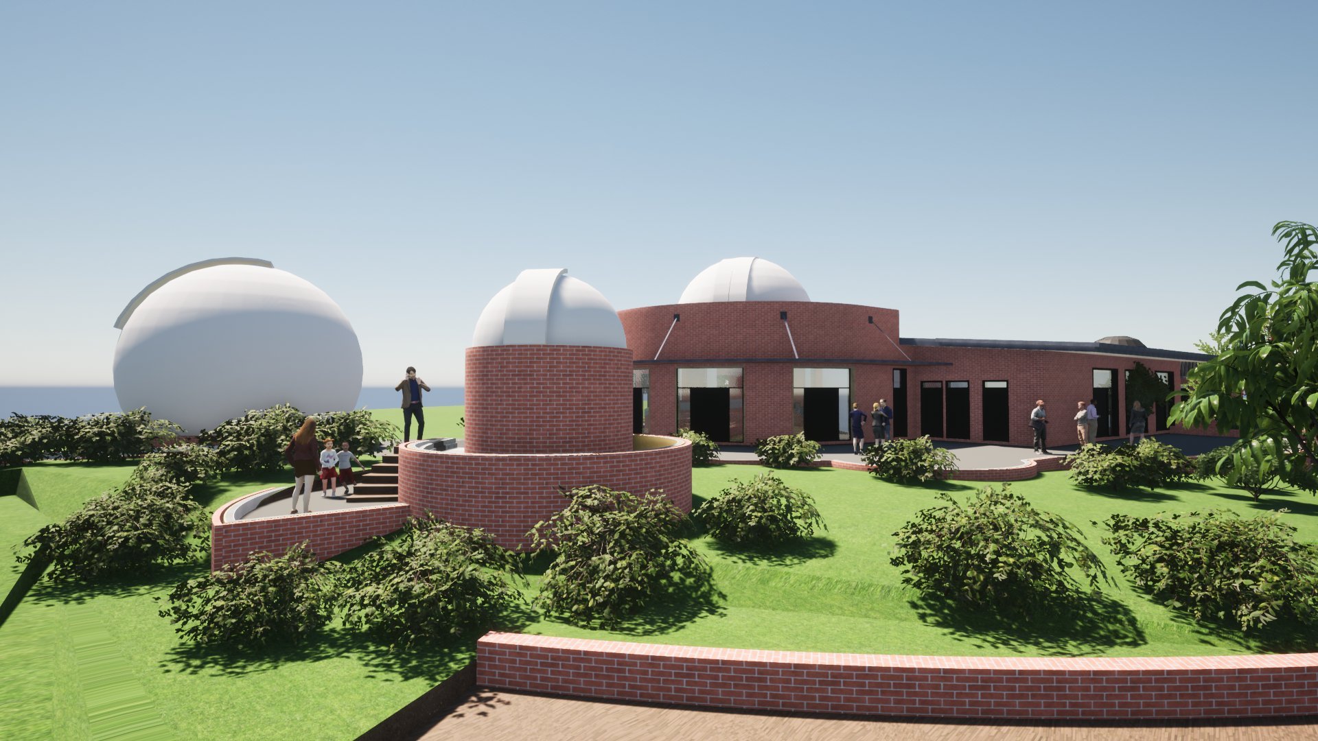 The observatory domes beside the clubhouse