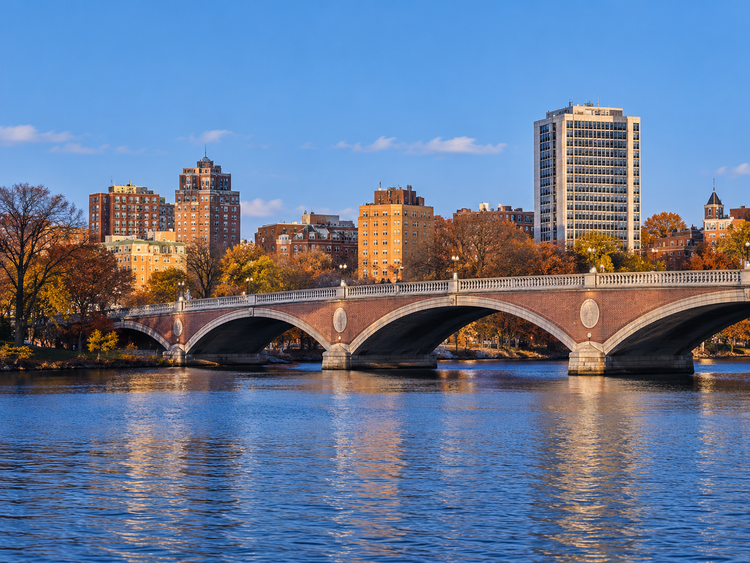 Illustrative Cambridge skyline and Charles River bridge