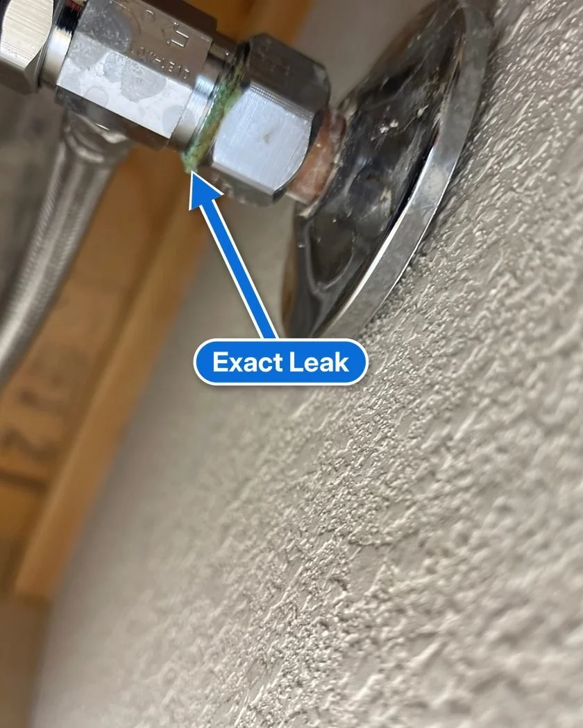 Mineral crust on an angle stop nut from a slow leak