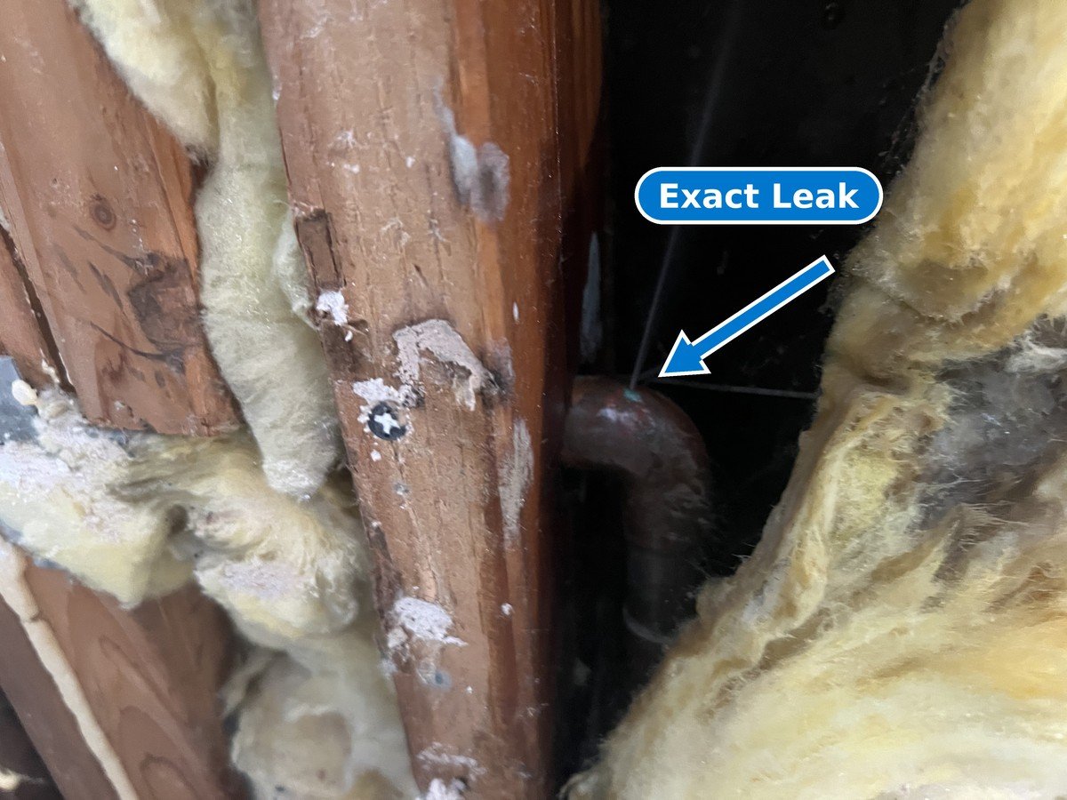 Pinhole leak at a copper elbow