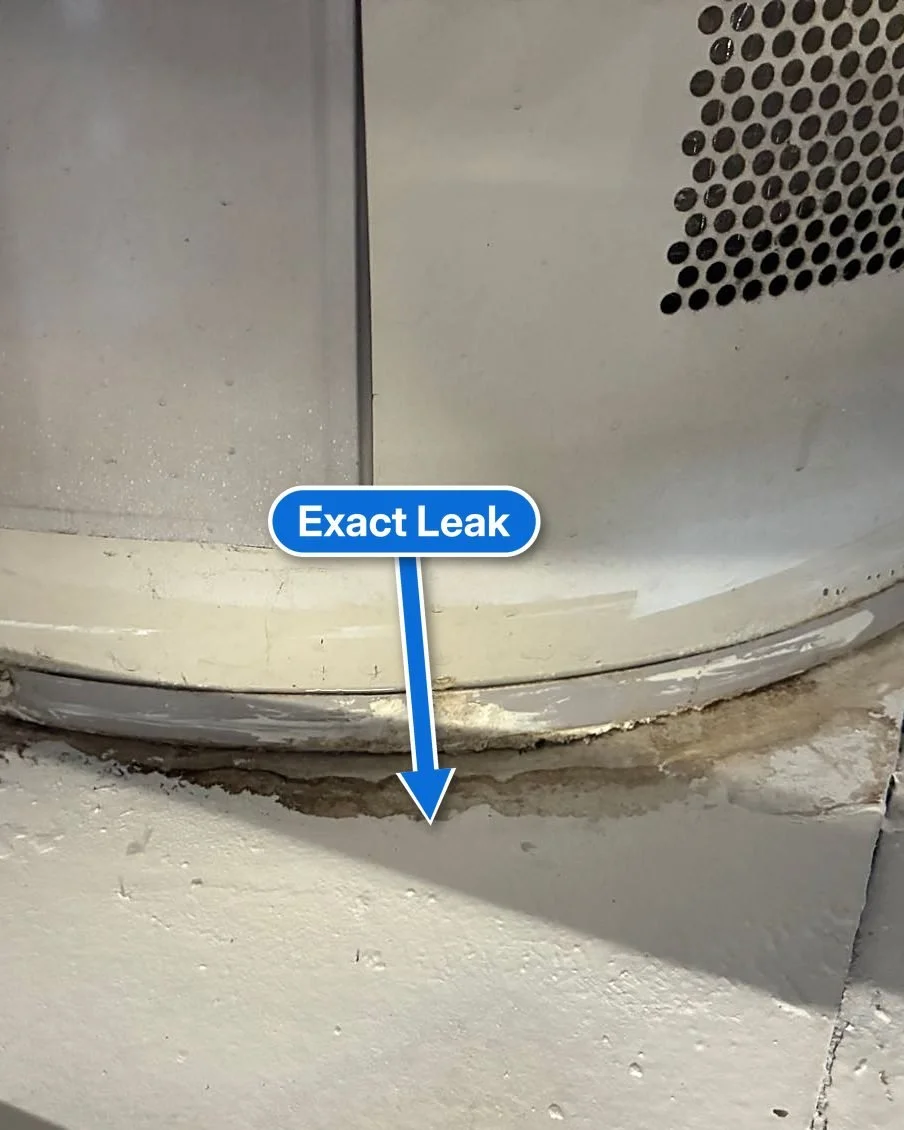 Water stain around the base of a water heater