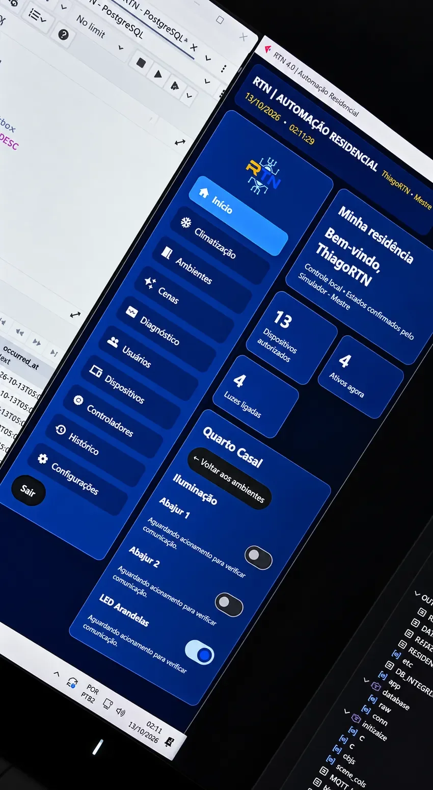 Interface de controle para automação residencial RTN