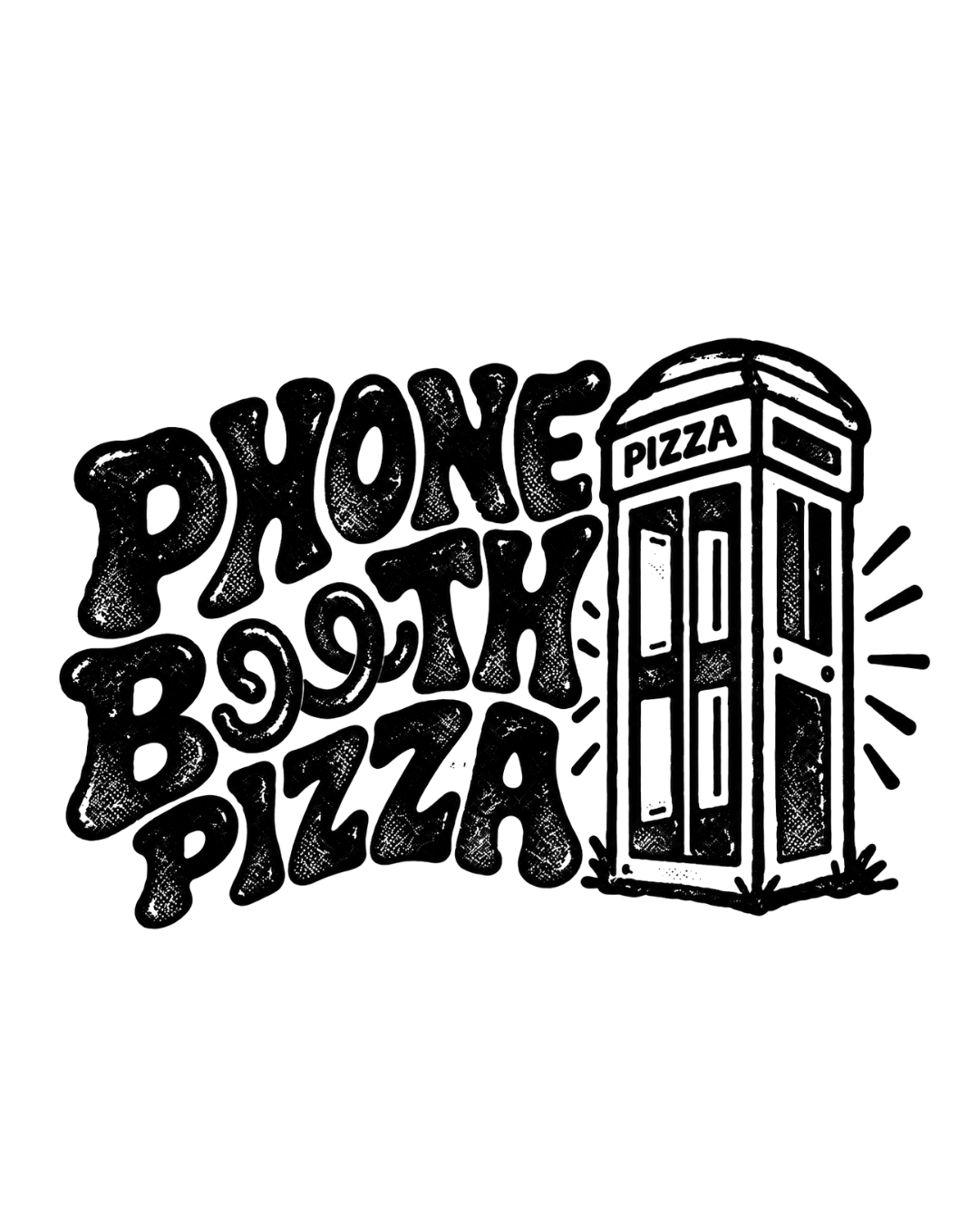 Phone Booth Pizza illustrated brand logo