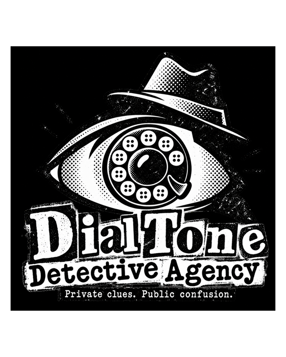Dial Tone Detective Agency vintage eye-and-rotary-phone emblem