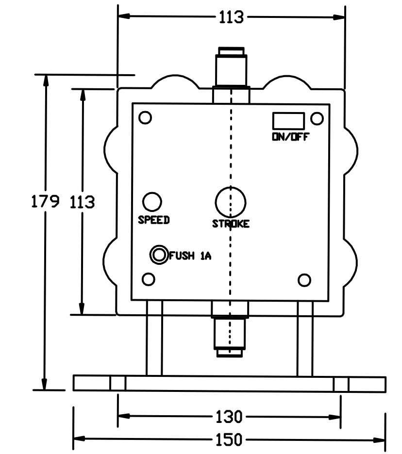 Front view technical drawing