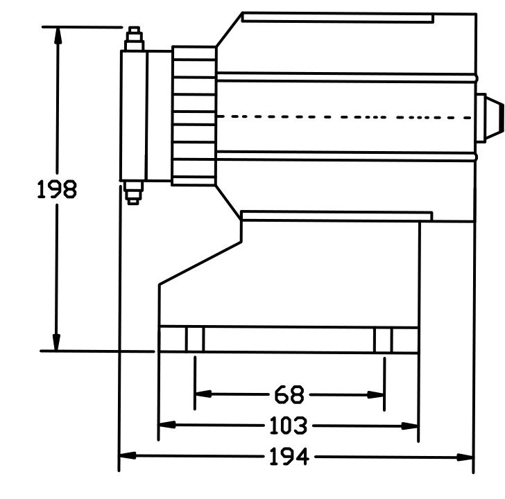 Side view technical drawing
