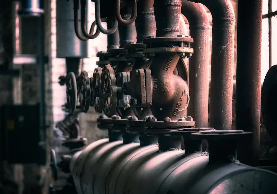 Boiler house pipework and valves