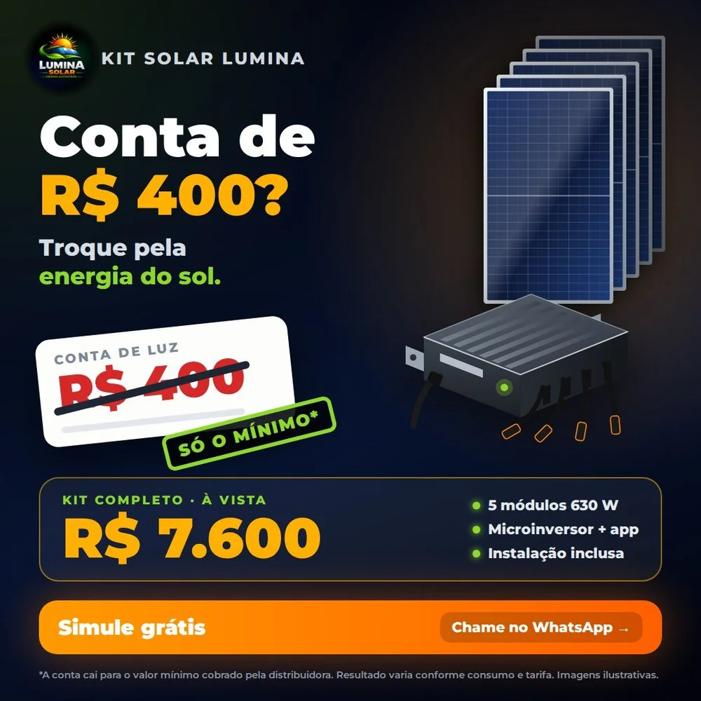 Kit solar para conta de R$ 400