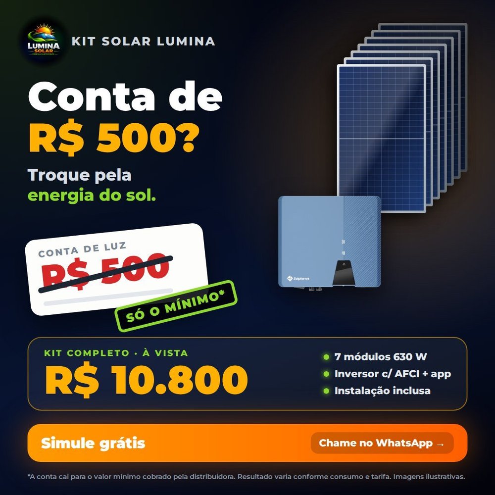 Kit solar para conta de R$ 500
