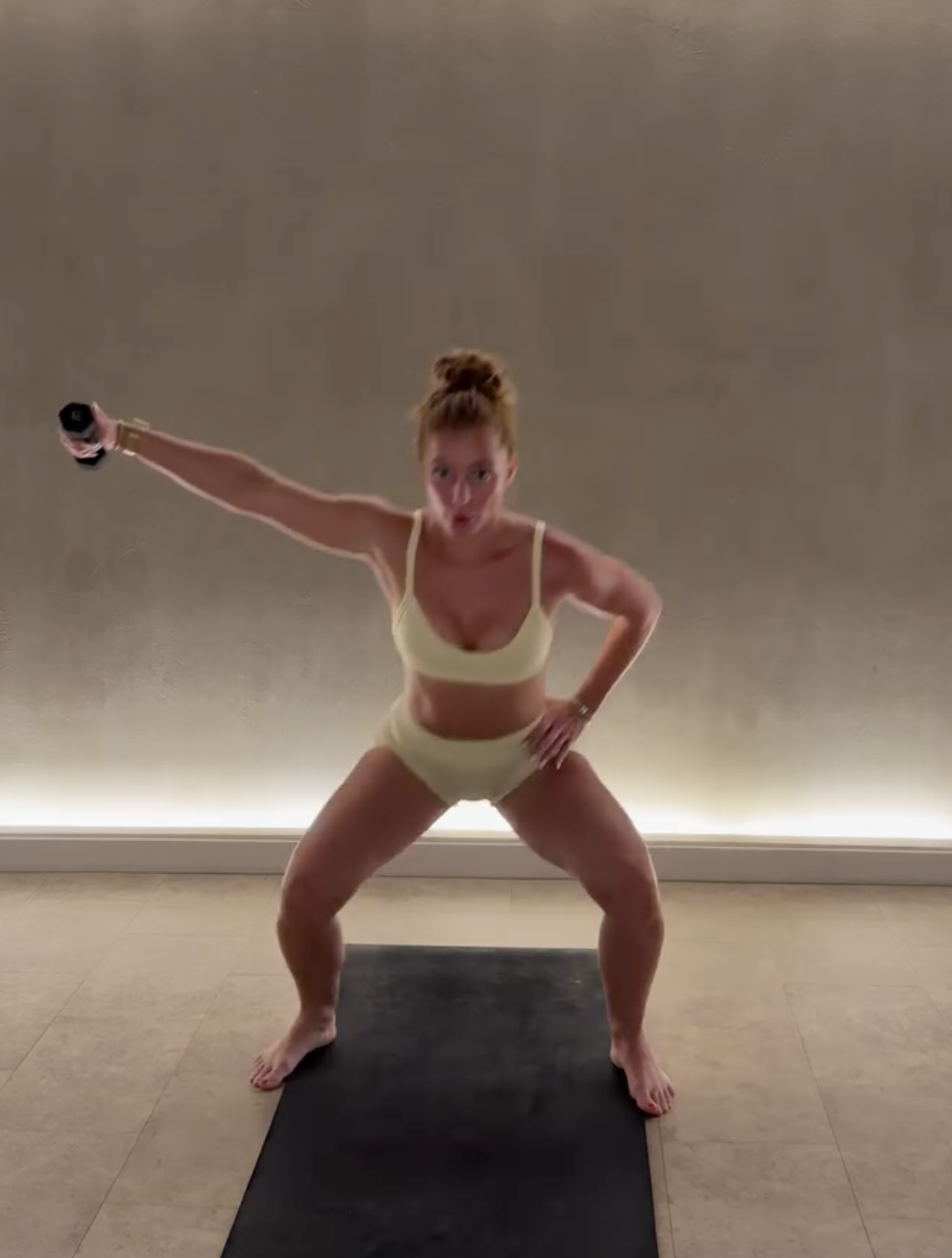Yavay in a side-lying leg and twist sequence
