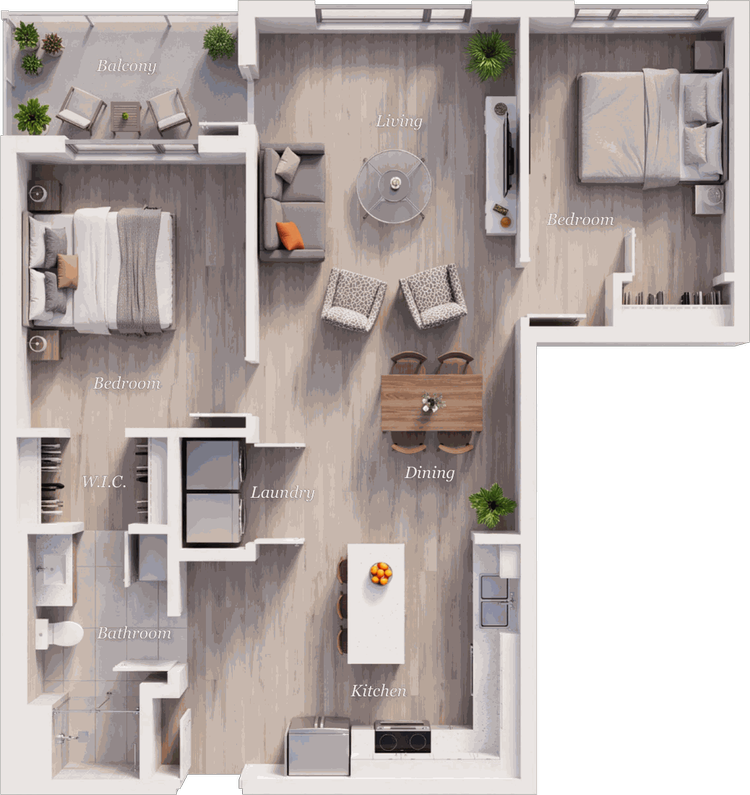 Suite B5 floor plan, 2 Bedroom · 1 Bath, 889 square feet