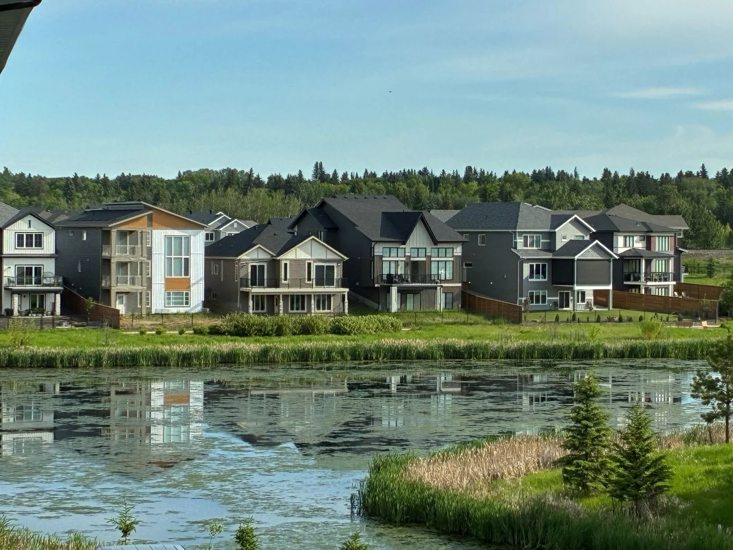 The pond beside a Three Robins community