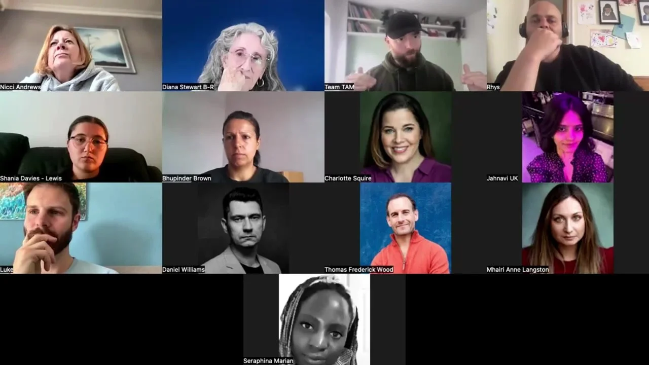 Derek and TAM actors together in an online Morning Momentum session