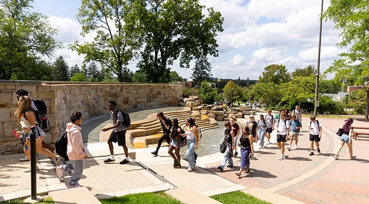 Students walking through Kutztown University’s campus