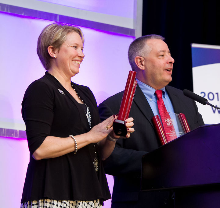 Rebecca West Burns participating in a 2019 education awards ceremony