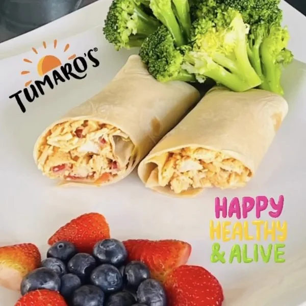 Wraps with broccoli and fresh berries