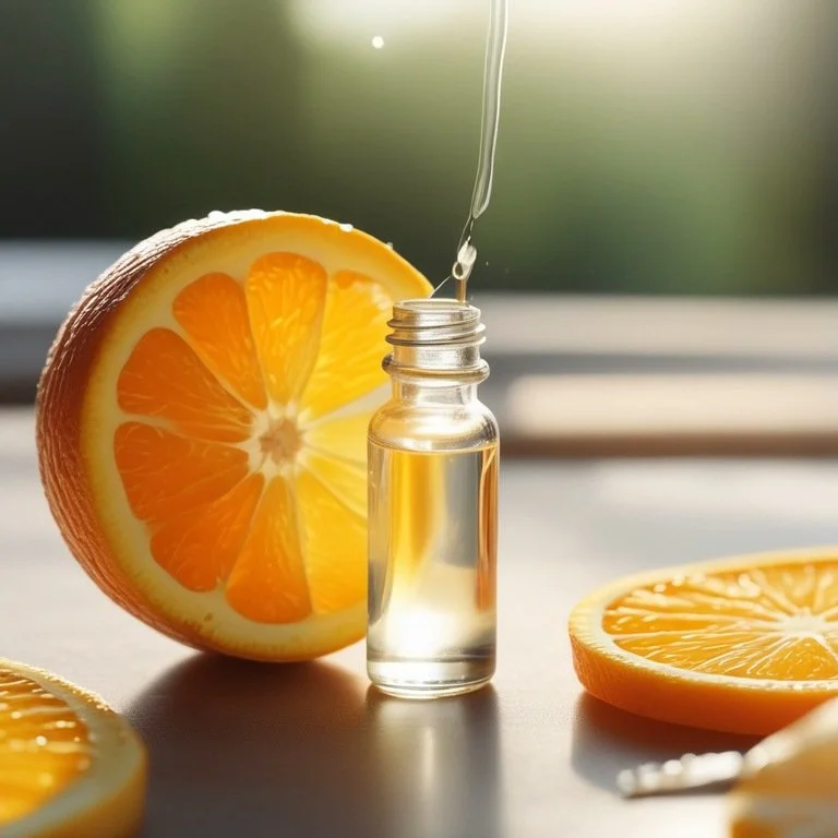 Orange essential oil ingredient illustration.