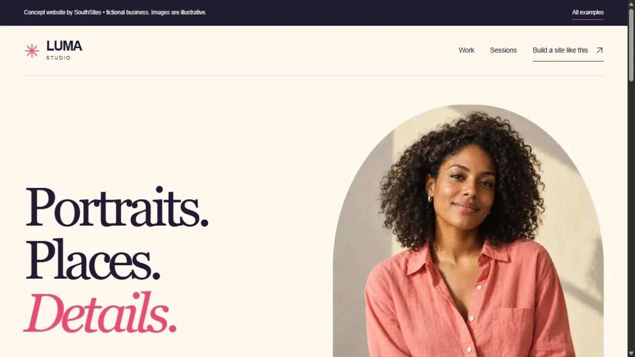 Luma Studio photography website concept