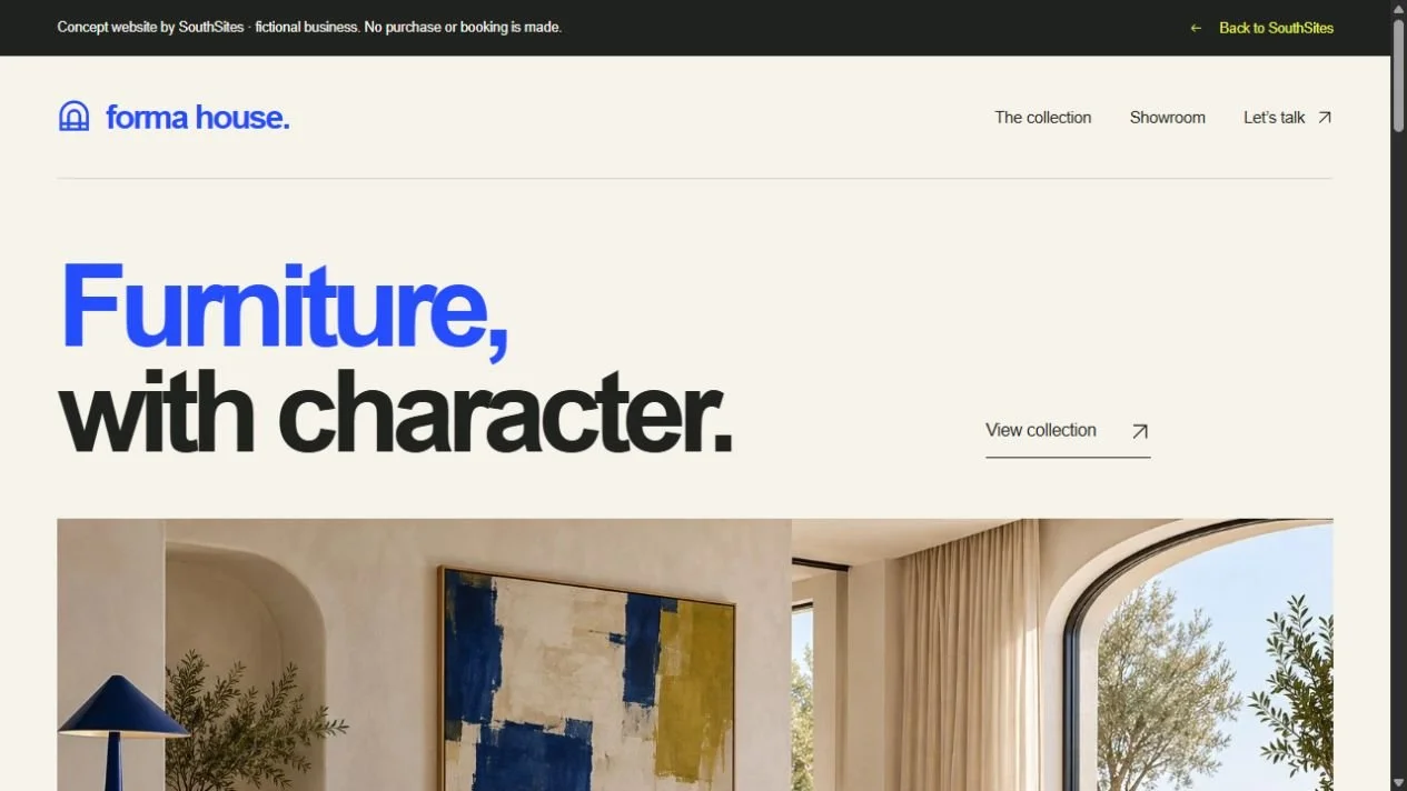 Forma House furniture store website concept