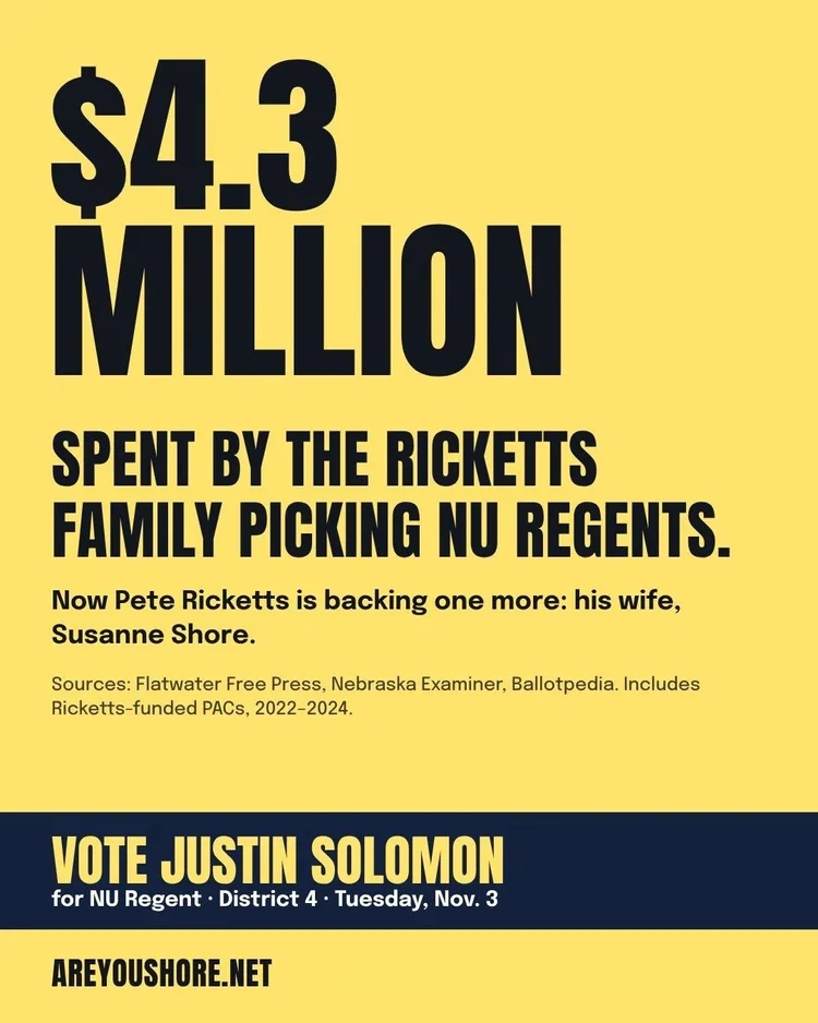 $4.3 million spent by the Ricketts family picking NU Regents.
